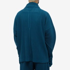 Homme Plissé Issey Miyake Men's Pleated Quarter Zip Blouson in Steel Blue