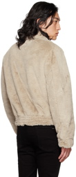 AMIRI Taupe Zip Faux-Fur Jacket