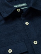 Reese Cooper® - Logo-Appliquéd Cotton-Flannel Shirt - Blue
