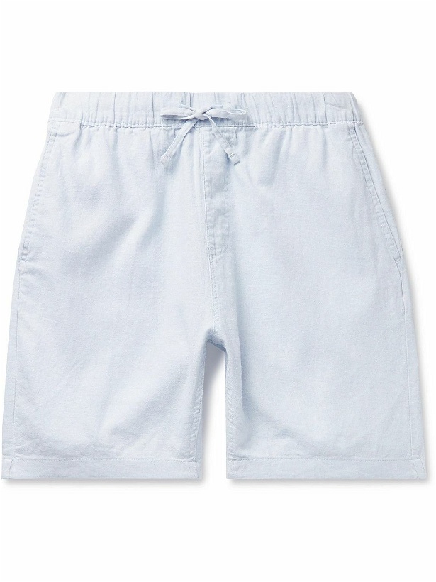 Photo: Onia - Straight-Leg Linen-Blend Drawstring Shorts - Blue