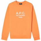 A.P.C. Men's Rufus Embroidered Logo Crew Sweat in Coral