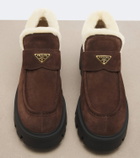 Prada Shearling-lined suede ankle boots