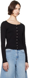 Re/Done Black Hanes Edition Scoop Neck Cardigan