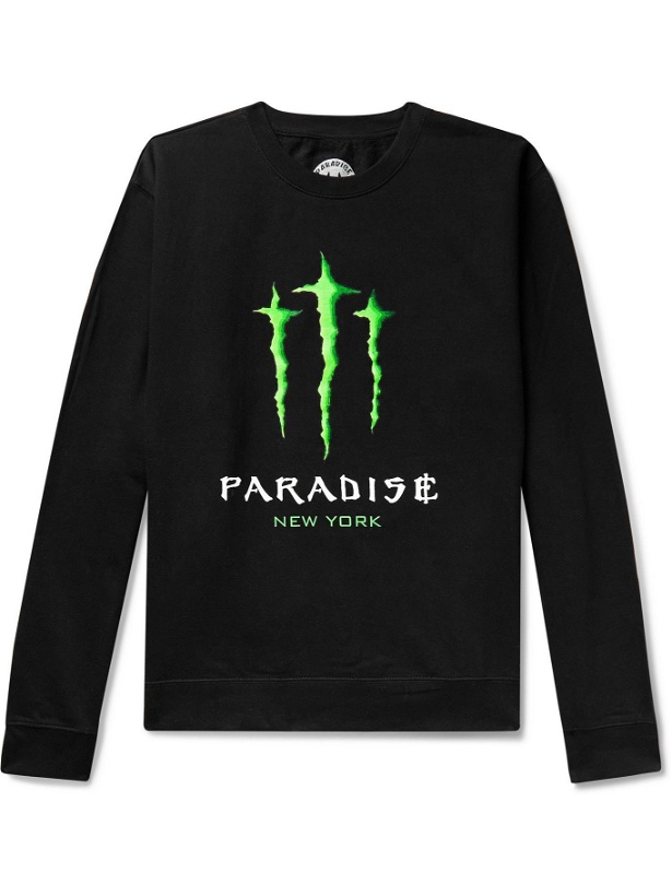 Photo: PARADISE - Printed Fleece-Back Cotton-Blend Jersey Sweatshirt - Black