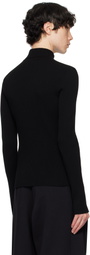 Courrèges Black Reedition Rib Knit Mockneck Sweater