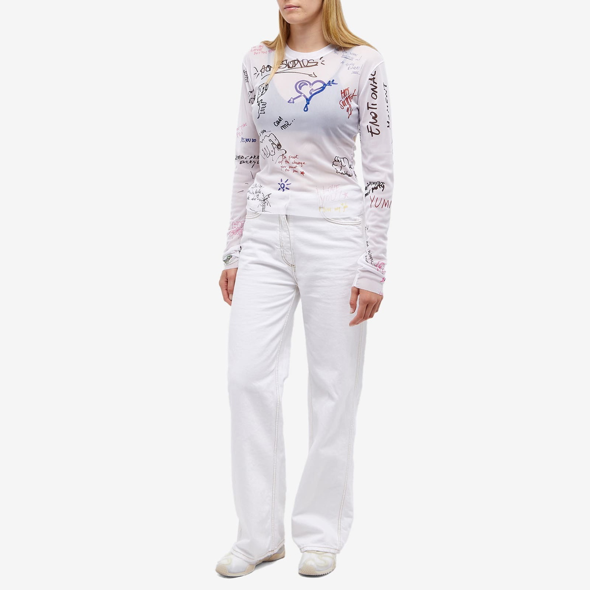 【23AW NEW】Acne Studios / SCRIBBLES ロングTシャツ / unisex Acne Studios Women's Emmbar Scribble Long Sleeve T-Shirt in