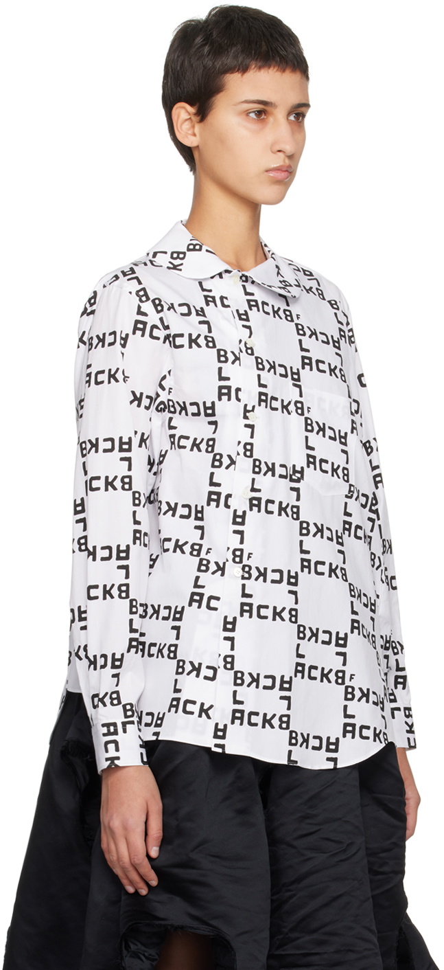 Black Comme des Garçons White Asymmetrical Shirt