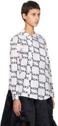 Black Comme des Garçons White Asymmetrical Shirt