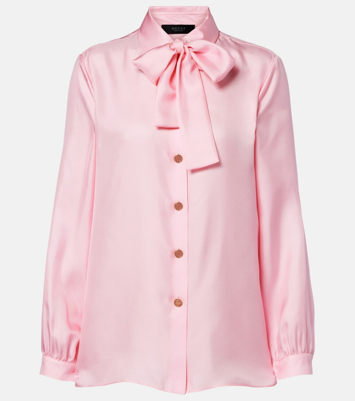 Gucci Tie-neck silk twill blouse