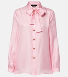 Gucci Tie-neck silk twill blouse