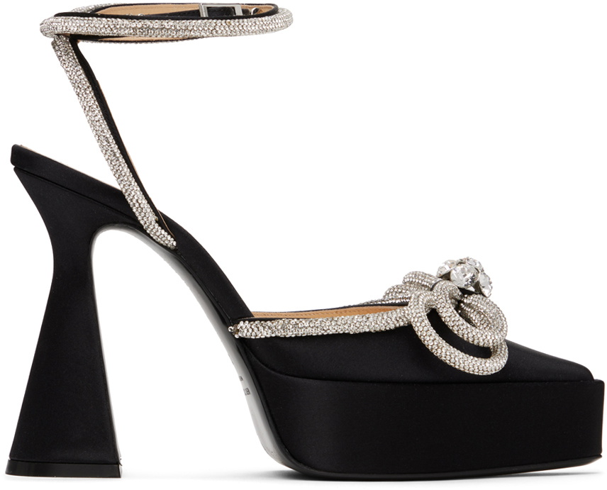 MACH & MACH Black Double Bow 140 Platform Heels MACH & MACH