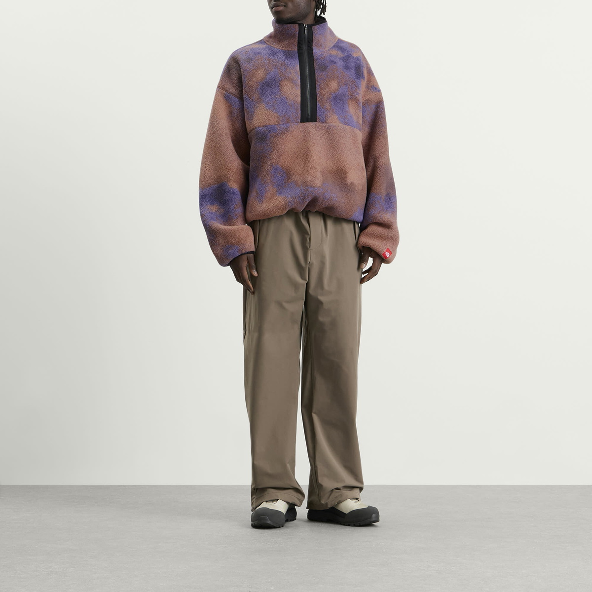 The North Face Men's Red Box Printed Half Zip Fleece in Grounded Plum