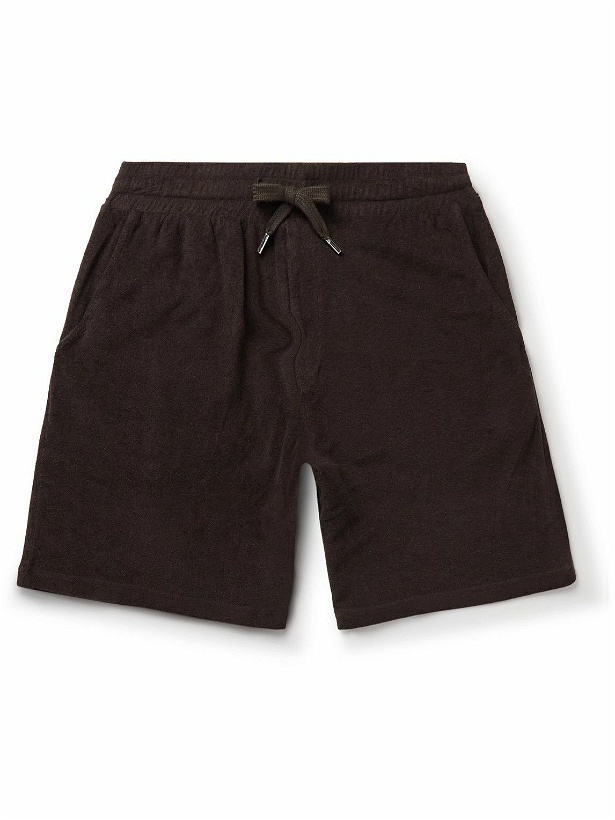 Photo: Frescobol Carioca - Augusto Wide-Leg Cotton, Lyocell and Linen-Blend Terry Drawstring Shorts - Brown
