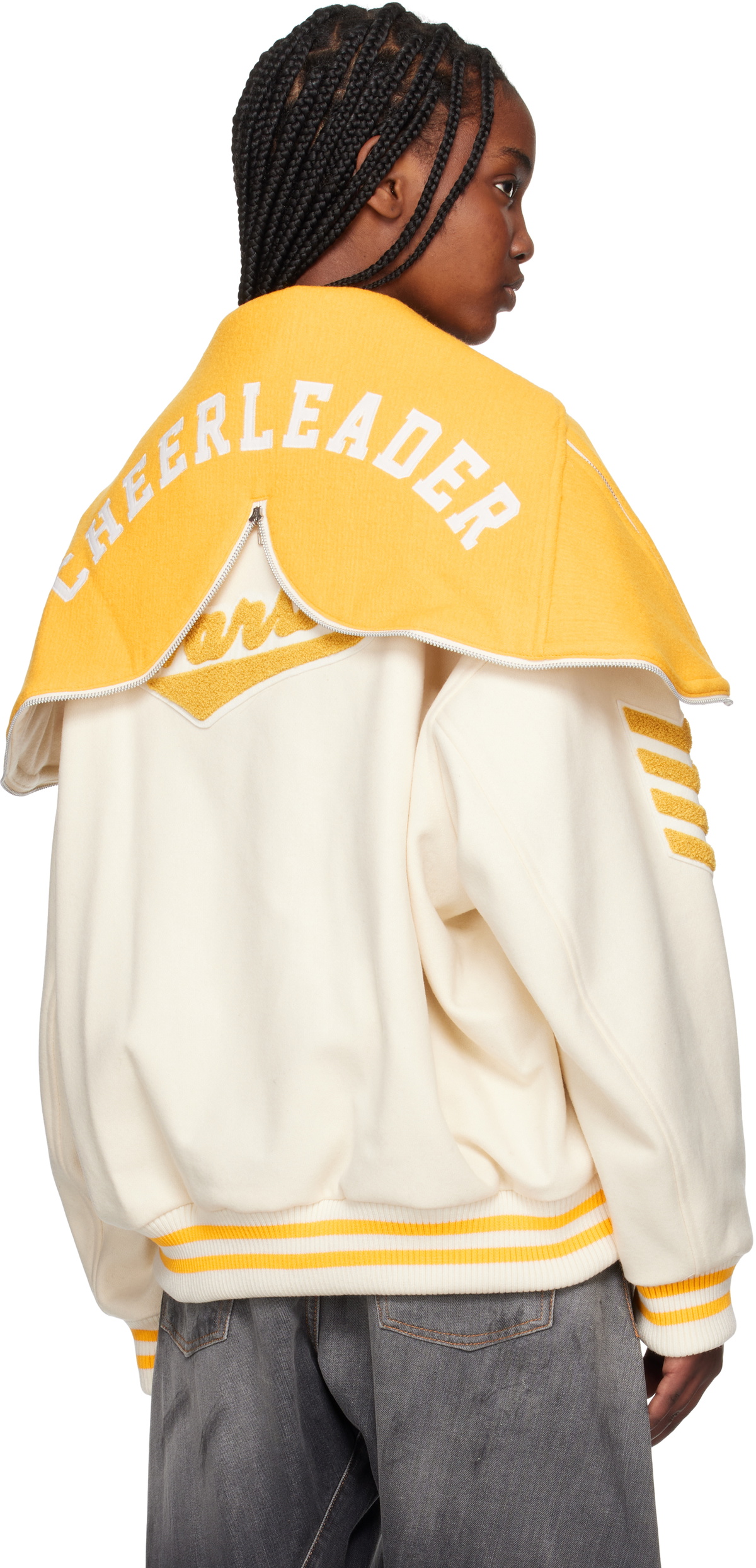 doublet Off-White Petal Mouth Hood Varsity Bomber Jacket
