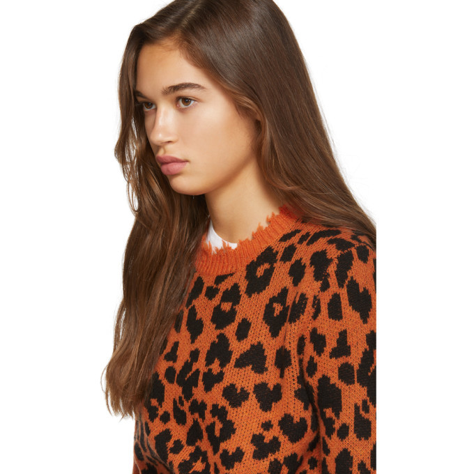 R13 Orange Leopard Cashmere Sweater R13