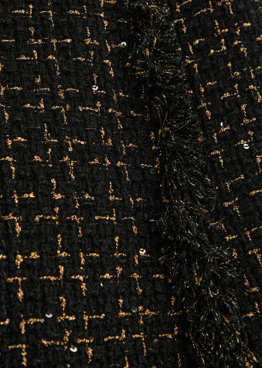 Huishan Zhang Gia Metallic Tweed Midi Skirt Black