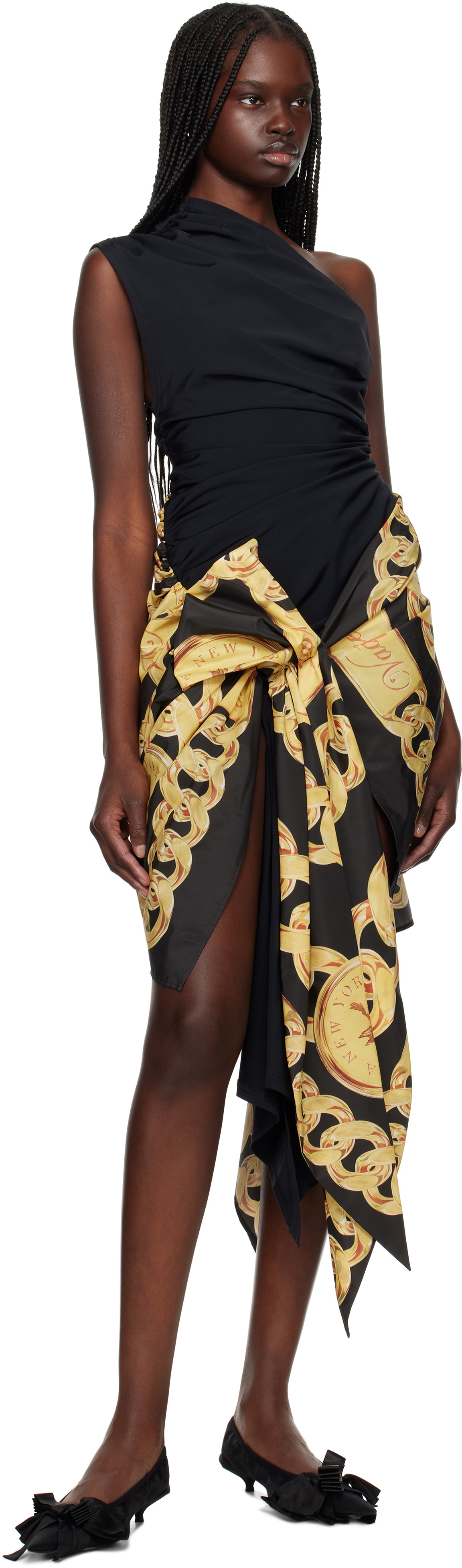 VAQUERA Black & Yellow Scarf Minidress