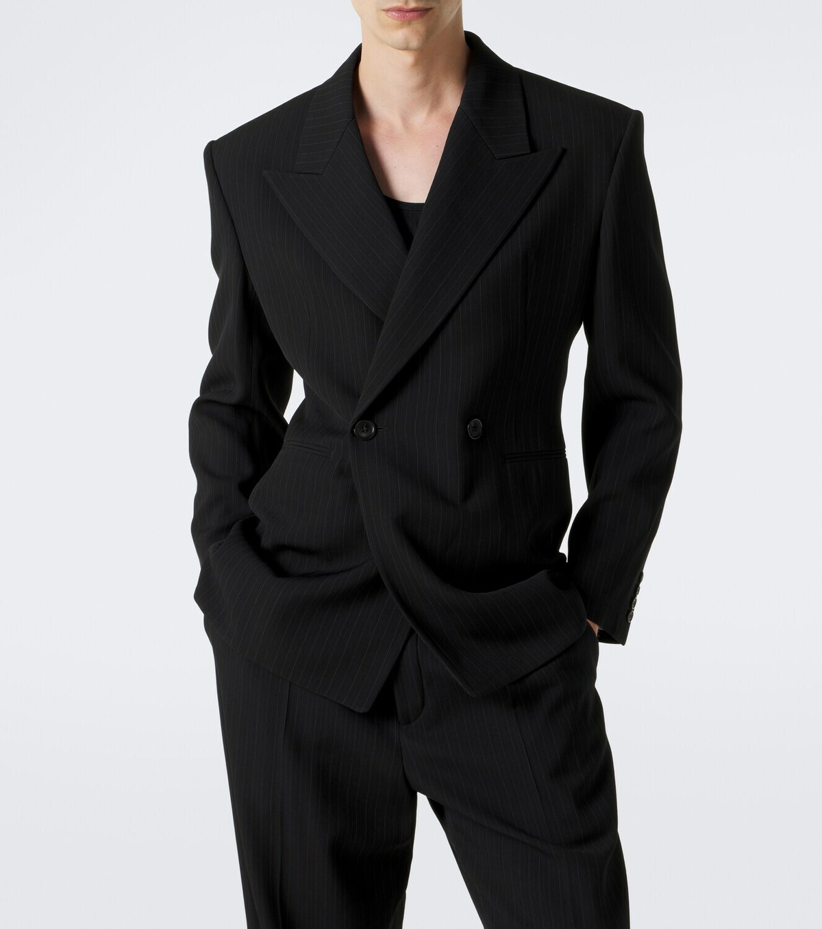 Saint Laurent Chalk stripe wool-blend grain de poudre blazer