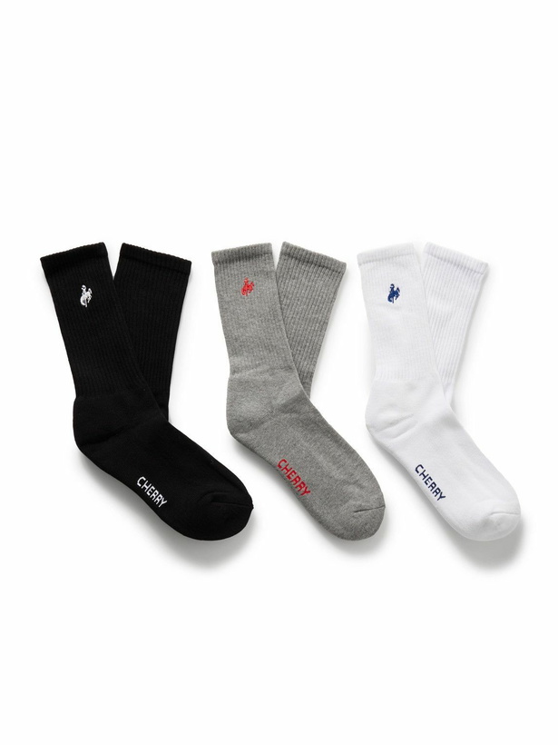 Photo: Cherry Los Angeles - Three-Pack Ribbed Cotton-Blend Socks