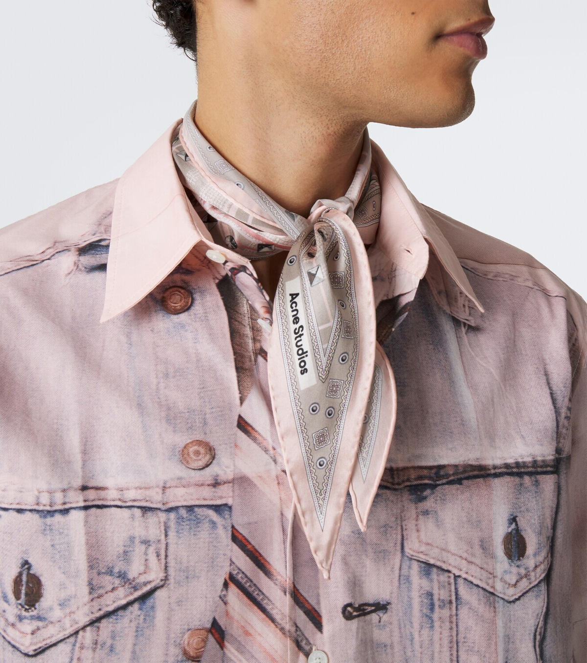 Acne Studios Printed silk satin scarf