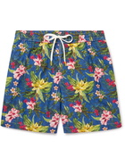 Hartford - Slim-Fit Mid-Length Printed Swim Shorts - Blue