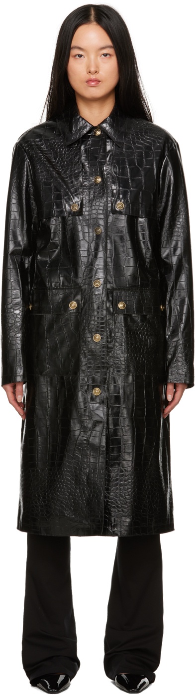 Photo: Versace Jeans Couture Black Croc Faux-Leather Jacket