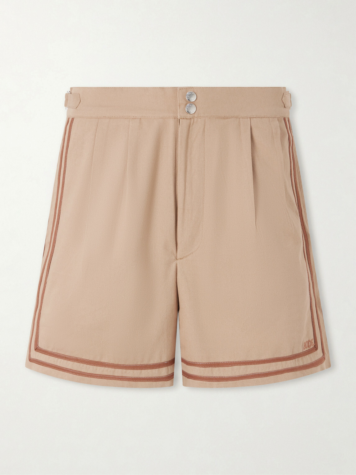 BODE - Straight-Leg Pleated Cotton-Twill Shorts - Neutrals