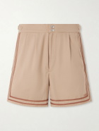 BODE - Straight-Leg Pleated Cotton-Twill Shorts - Neutrals