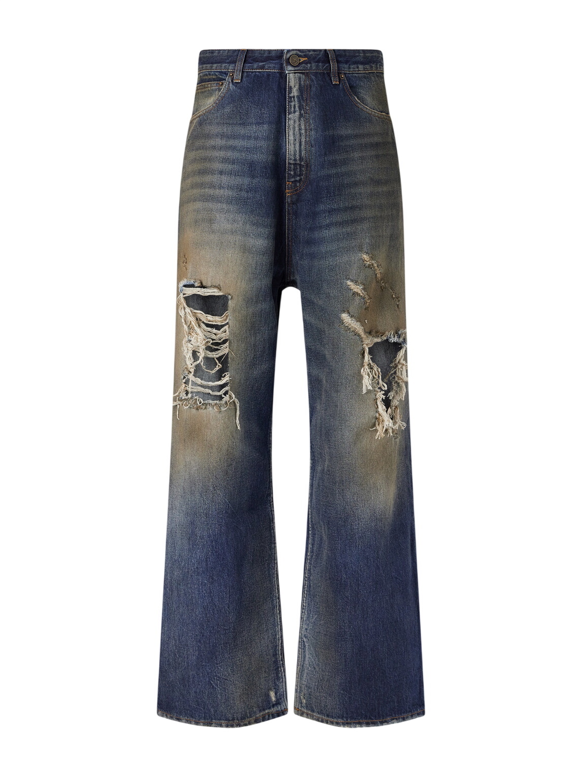 パンツ vetements 23ss wide distressed denim VETEMENTS - Trashed Wide-Leg Distressed Jeans - Blue Vetements
