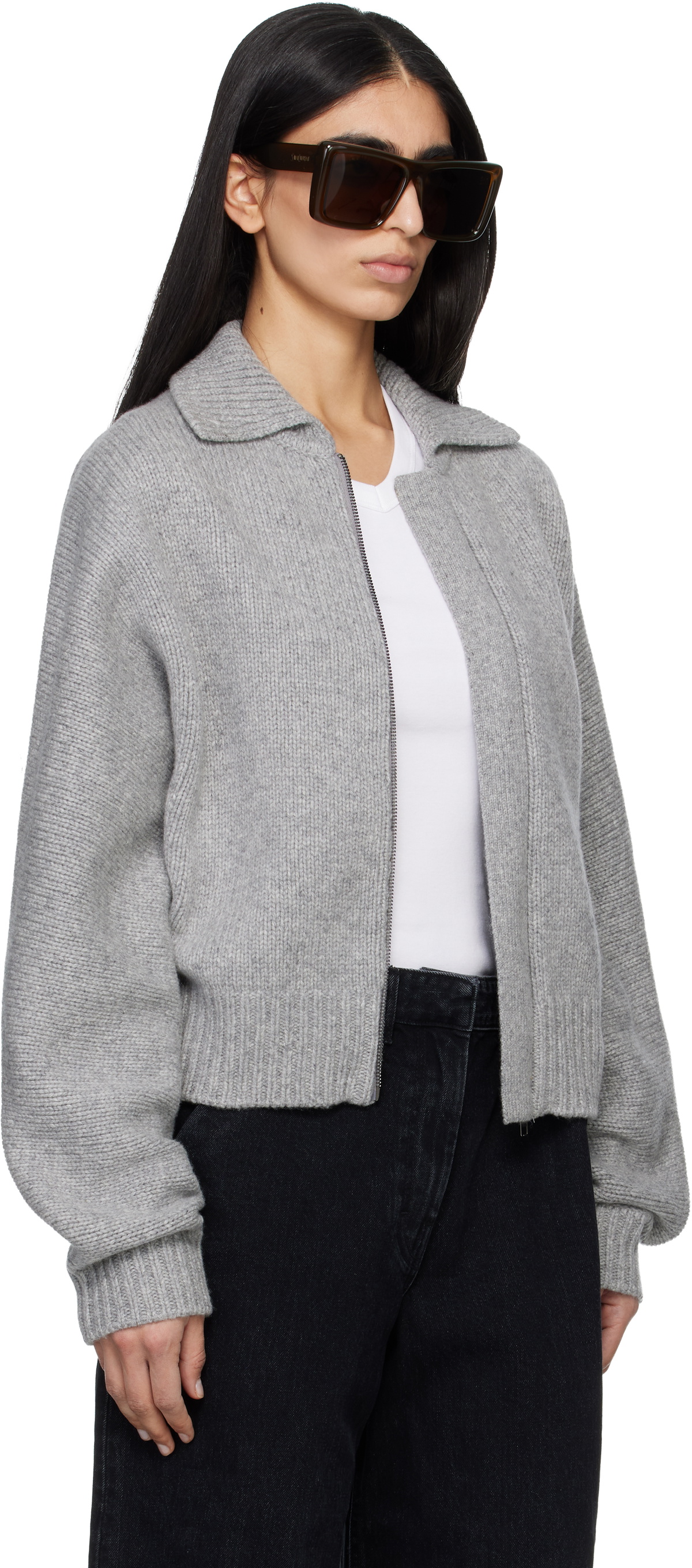 Entire Studios Gray Marla Bomber Cardigan