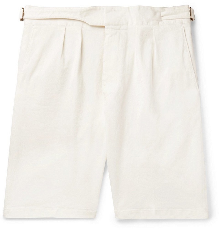 Photo: Lardini - Pleated Cotton-Blend Twill Bermuda Shorts - Ecru