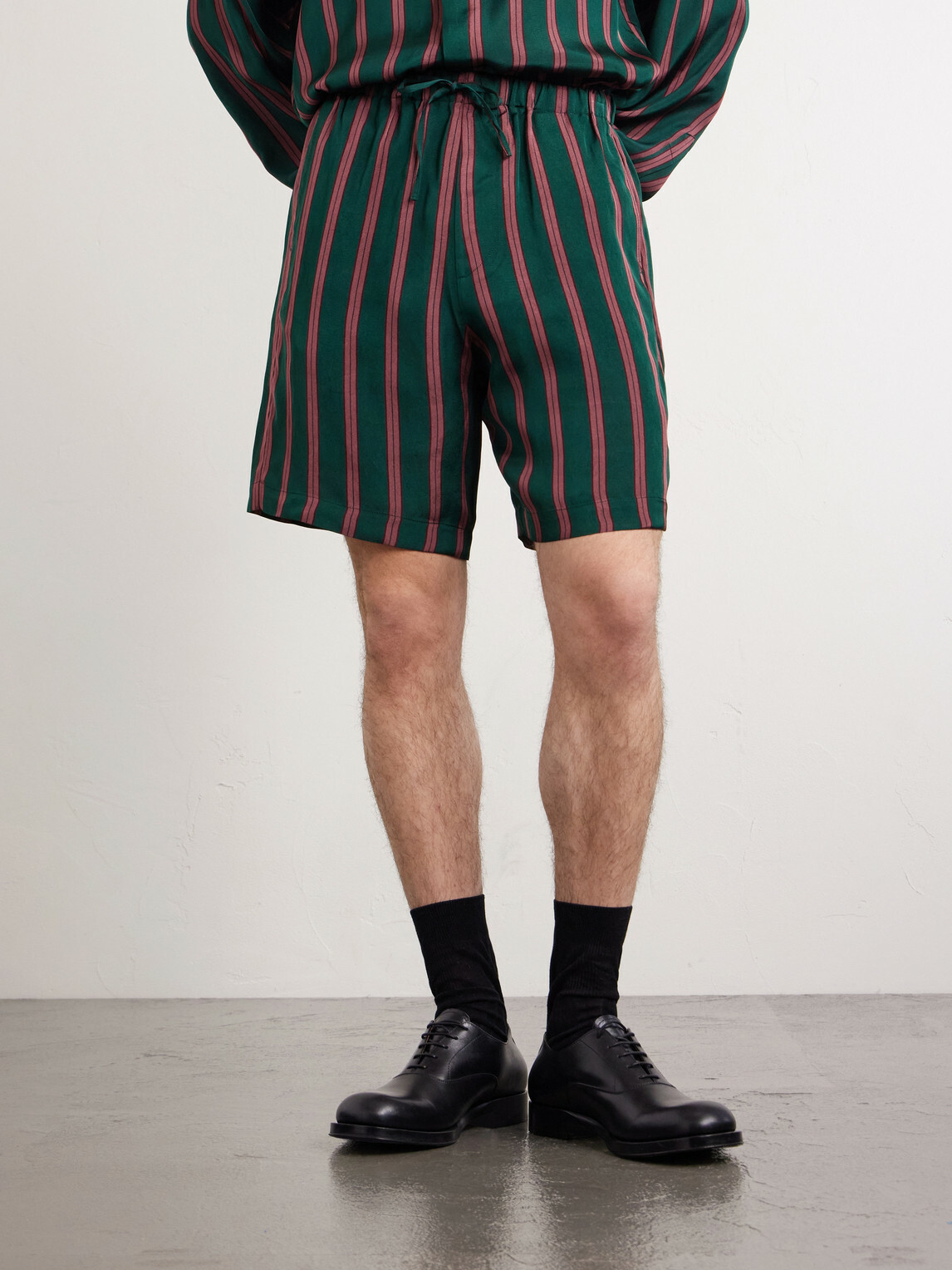Dries Van Noten - Straight-Leg Striped Twill Drawstring Shorts - Green
