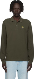 Bally Khaki Long Sleeve Crest Logo Polo