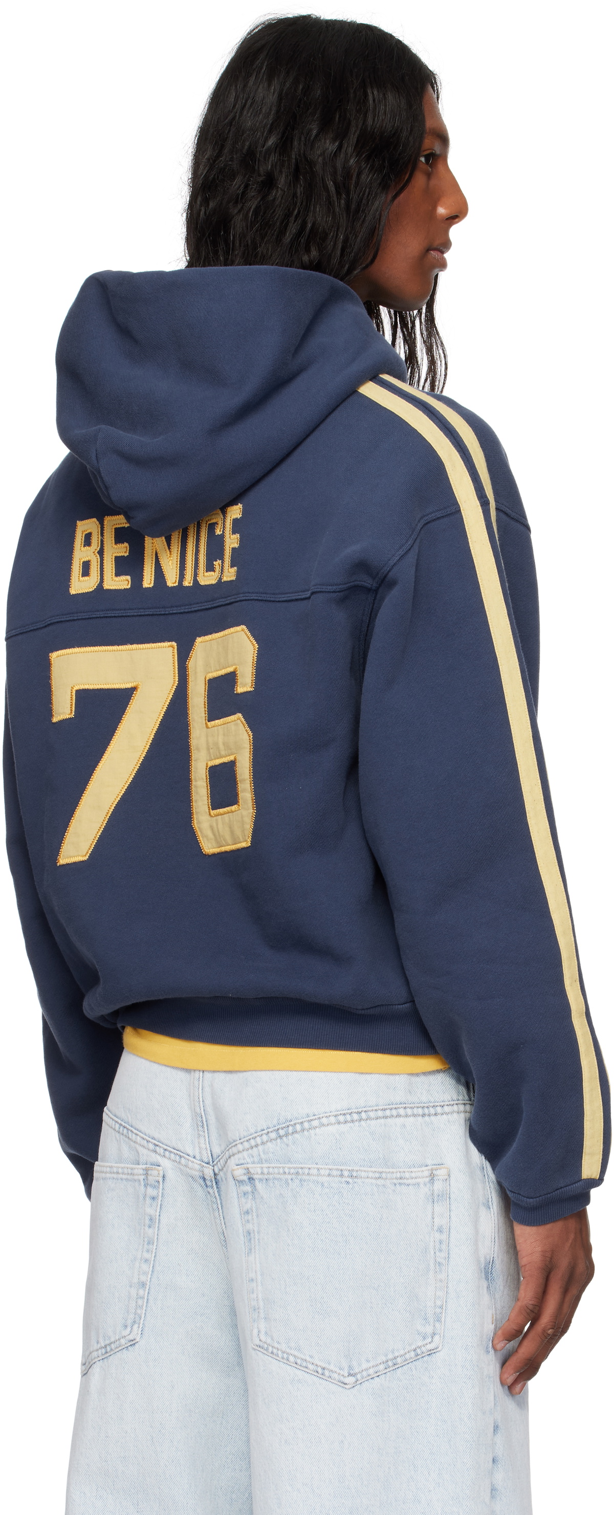 ERL Navy 'Venice' Football Pull Over Hoodie ERL