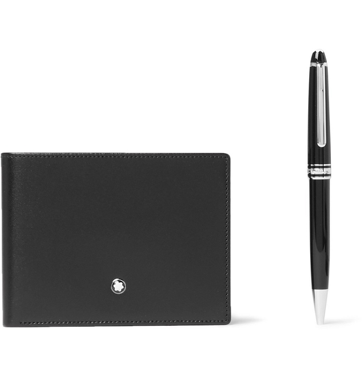 Photo: Montblanc - Meisterstück Leather Billfold Wallet and Classique Resin and Platinum-Plated Ballpoint Pen Set - Black