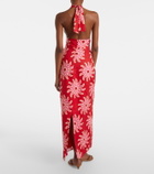Cala de la Cruz Dasha printed halterneck linen maxi dress