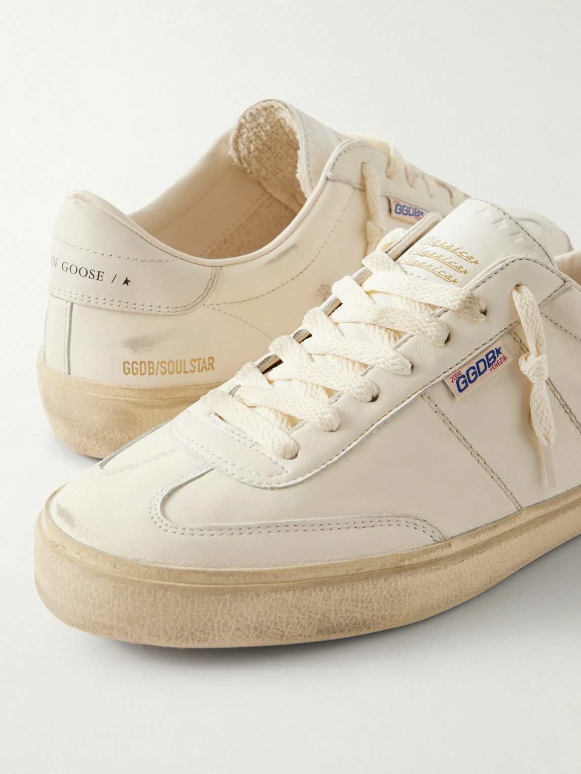 Golden Goose - Soul-Star Distressed Leather Sneakers - White