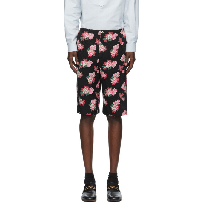 Photo: Gucci Black GG Peony Print Shorts