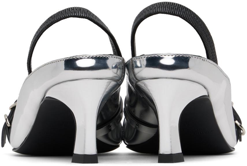 Justine Clenquet Silver Joan Slingback Heels