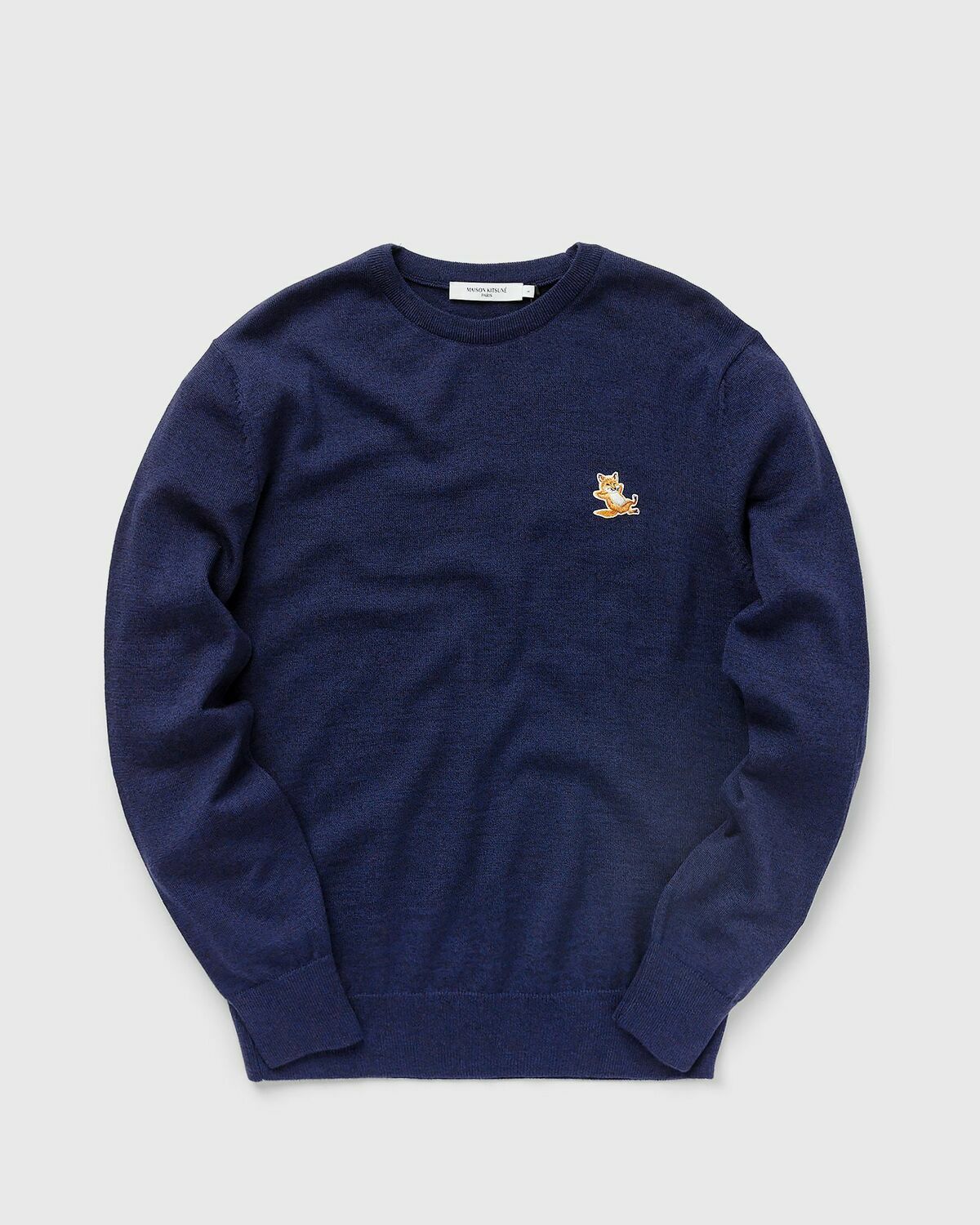 Maison Kitsune Chillax Fox Patch Classic R Neck Jumper Blue 
