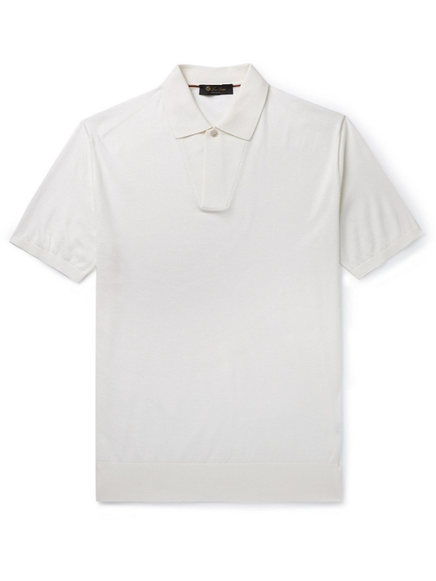 Photo: LORO PIANA - Slim-Fit Cotton and Silk-Blend Polo Shirt - White - IT 52