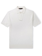 LORO PIANA - Slim-Fit Cotton and Silk-Blend Polo Shirt - White - IT 52