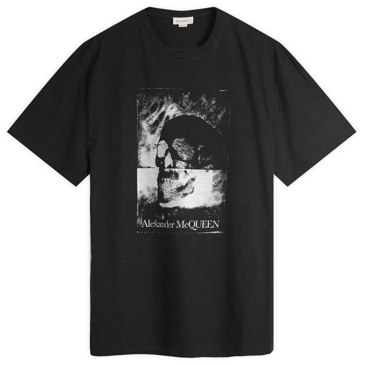 Photo: Alexander McQueen Men's Silver Skull Print T-Shirt in Black/Silver