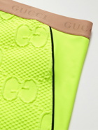 GUCCI - Logo-Embossed Mesh-Trimmed Stretch-Jersey Tights - Yellow