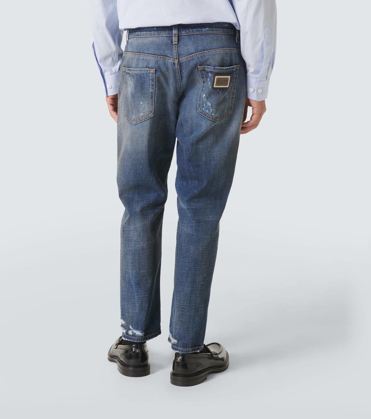 Dolce & Gabbana Brown Distressed Cotton Regular Denim Jeans
