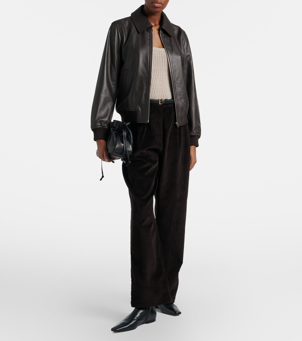Yves Salomon Hooded leather blouson jacket