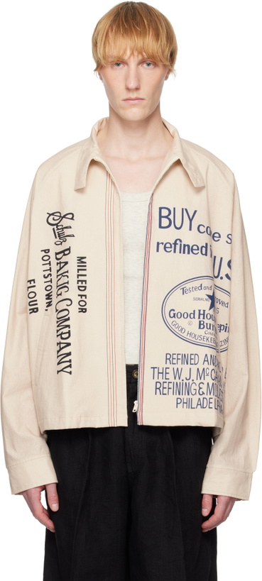 Photo: HARAGO Beige Printed Zipper Cropped Jacket
