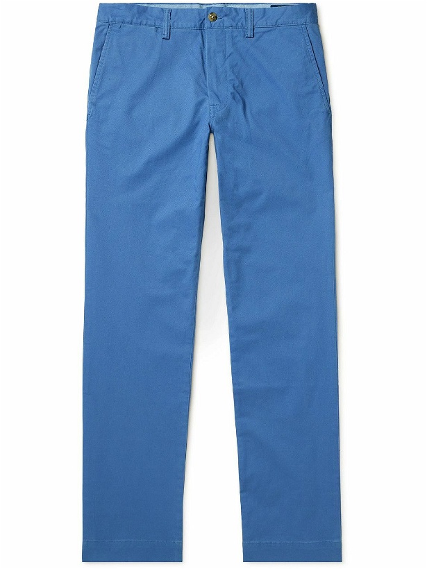 Photo: Polo Ralph Lauren - Slim-Fit Embroidered Cotton-Blend Twill Chinos - Blue