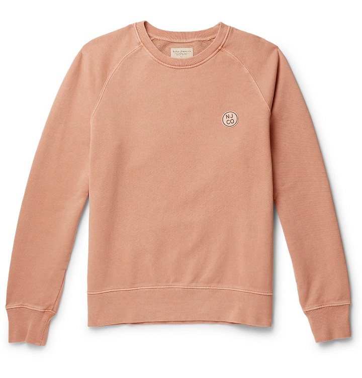 Photo: Nudie Jeans - Melvin Logo-Appliquéd Loopback Cotton-Jersey Sweatshirt - Pink