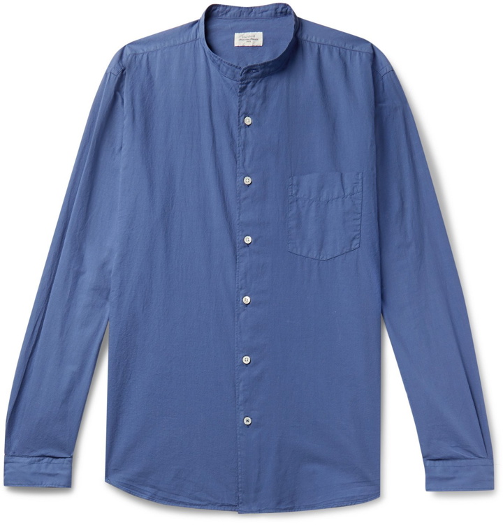Photo: Hartford - Grandad-Collar Cotton Shirt - Blue